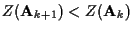 $Z({\bf A}_{k+1} ) < Z({\bf A}_{k} )$