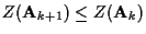 $Z({\bf A}_{k+1} ) \leq Z({\bf A}_{k} )$