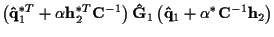 $\displaystyle \left(
{\bf\hat{q}}_1^{*T} + \alpha {\bf h}_2^{*T} {\bf C}^{-1}
\...
...
{\bf\hat{G}}_1
\left(
{\bf\hat{q}}_1 + \alpha^* {\bf C}^{-1} {\bf h}_2
\right)$