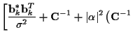 $\displaystyle \left[
\frac {{\bf b}_k^*{\bf b}_k^T}
{\sigma^2}
+ {\bf C}^{-1} + \vert\alpha\vert^2 \left( {\bf C}^{-1} \right. \right.$