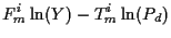 $\displaystyle F_m^i \ln (Y) - T_m^i \ln (P_d )$