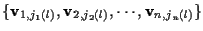 $\{ {\bf v}_{1,j_1 (l)} , {\bf v}_{2,j_2 (l)}, \cdots ,
{\bf v}_{n,j_n (l)} \}$