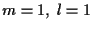 $m=1, \; l=1$